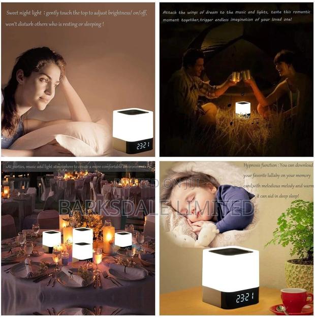 Bluetooth Speaker Square Bedside Light Lamp Cube Clock LED - thumbnail 5
