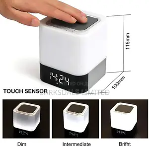 Bluetooth Speaker Square Bedside Light Lamp Cube Clock LED
