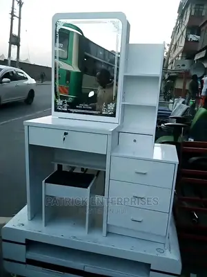 White Dressing Table With a Sliding Mirror