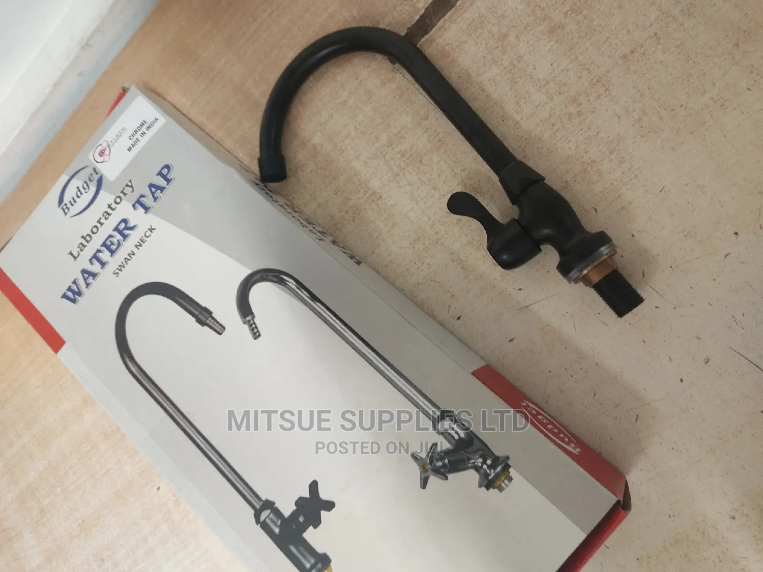 Swan Neck Water Tap Black 12" for Laboratory