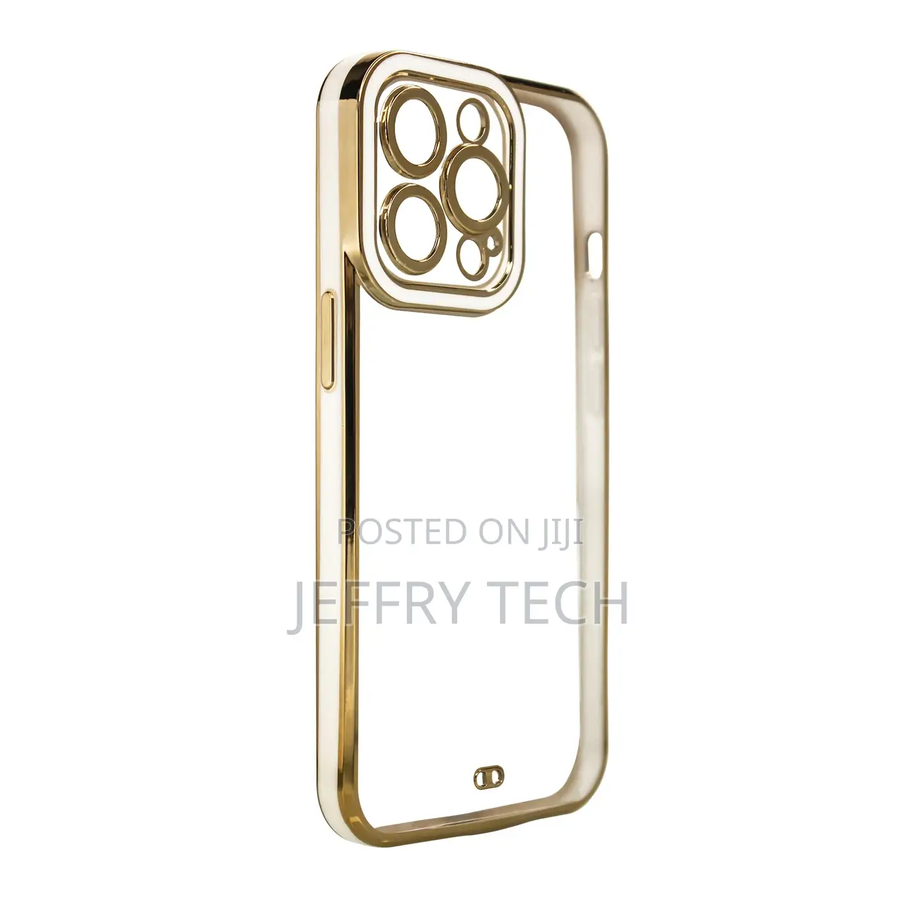 Fashion Case for iPhone 13 Pro Max Gold Frame Gel Cover Whit