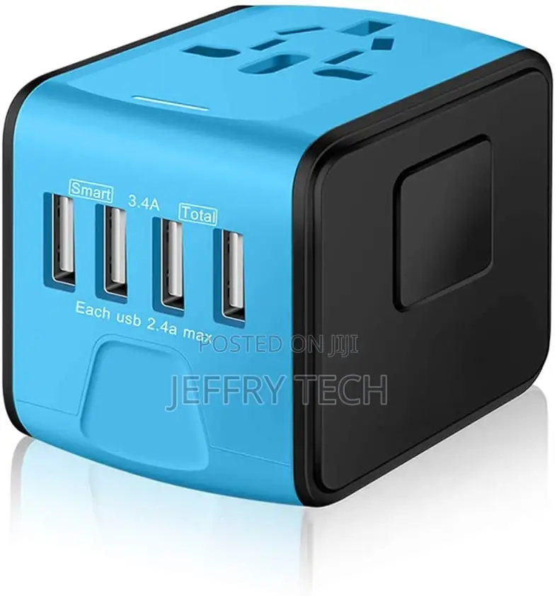 Travel Power Adapter W/Smart High Speed 2.4A 4xusb Wall Cha
