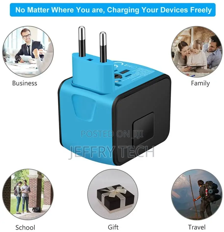 Travel Power Adapter W/Smart High Speed 2.4A 4xusb Wall Cha