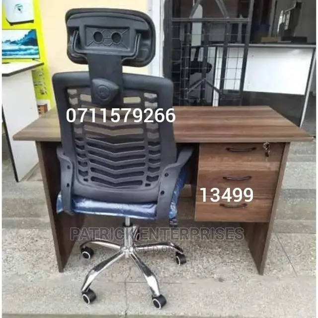 1.2 MTRS Office Desk Plus High Back Recliner Headrest Chair