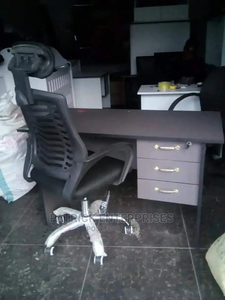 1.2 MTRS Office Desk Plus High Back Recliner Headrest Chair
