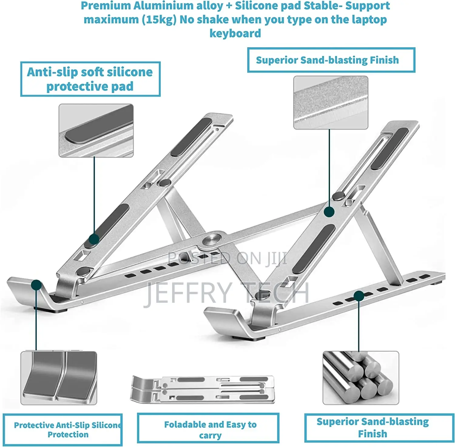 Adjustable Laptop Stand, Portable Aluminium Laptop Riser Lap