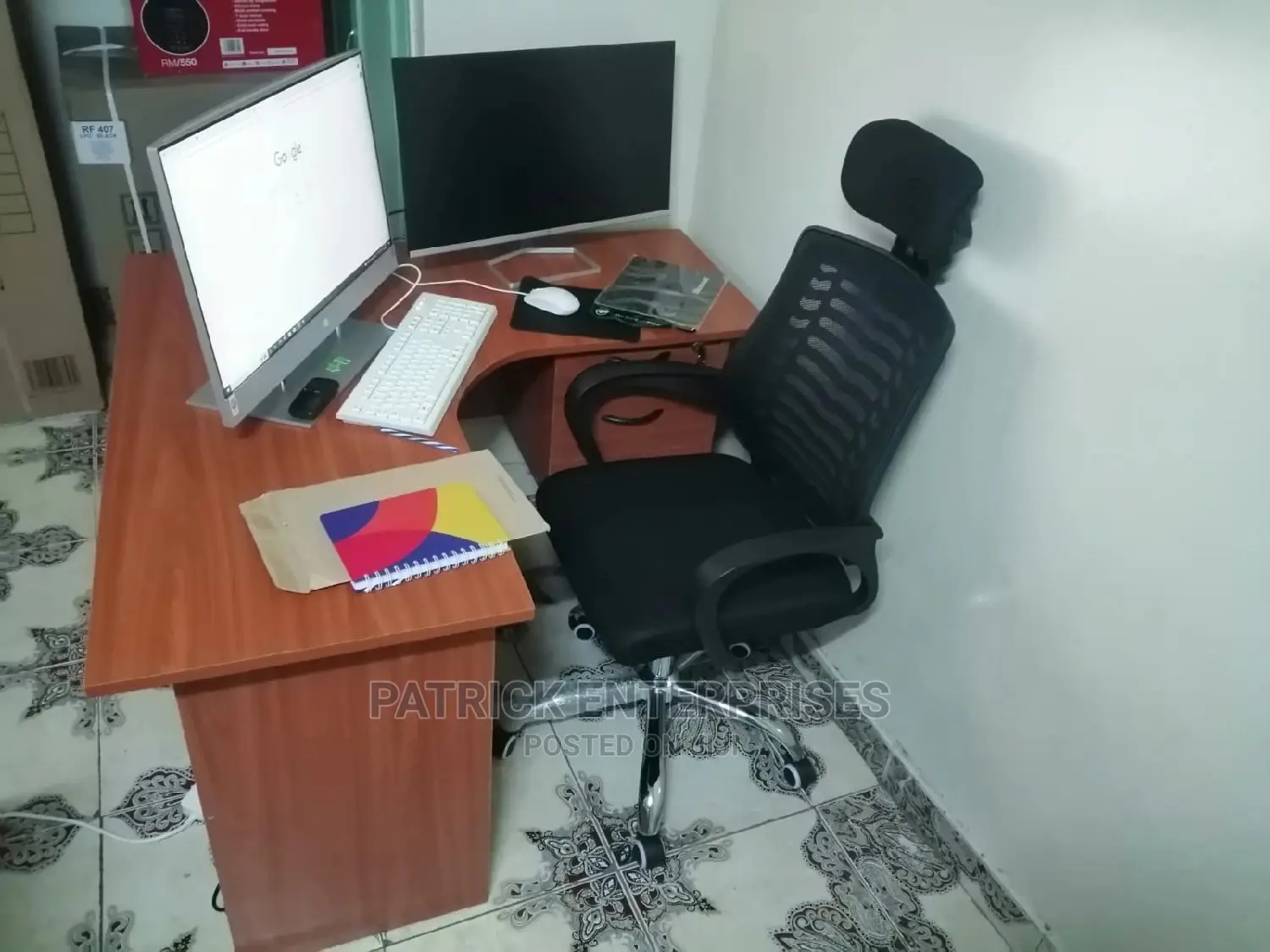 Lshaped Desk 4 by 4 Fitts Plus High Back Recliner Headrest