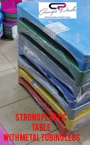 OFFER Strong Plastic Table With Metal Tubing Legs