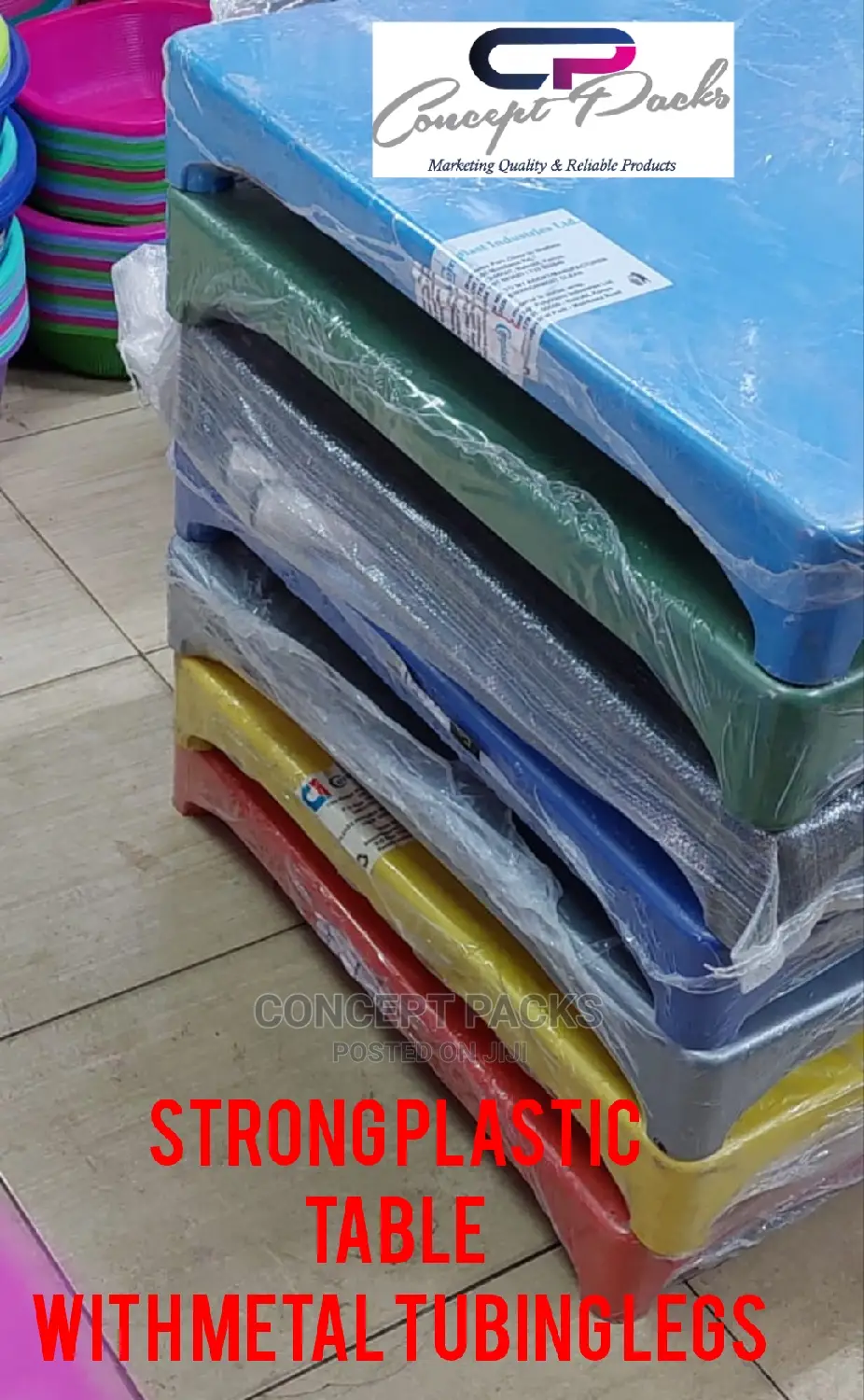 OFFER Strong Plastic Table With Metal Tubing Legs