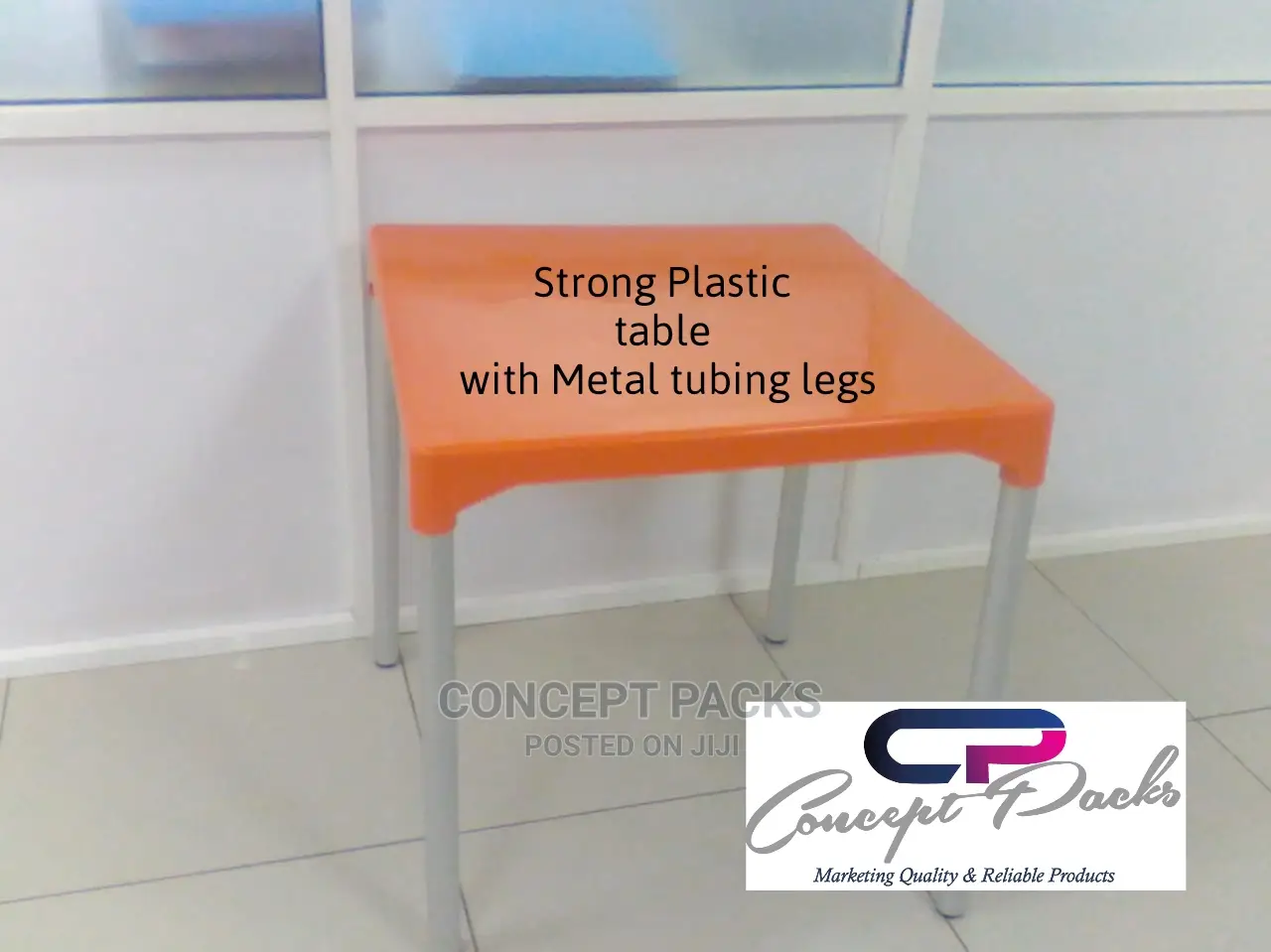OFFER Strong Plastic Table With Metal Tubing Legs