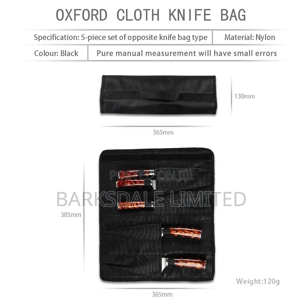 5 Pocket Chef Roll Bag Roll Carry Bag Storage Pouch Black