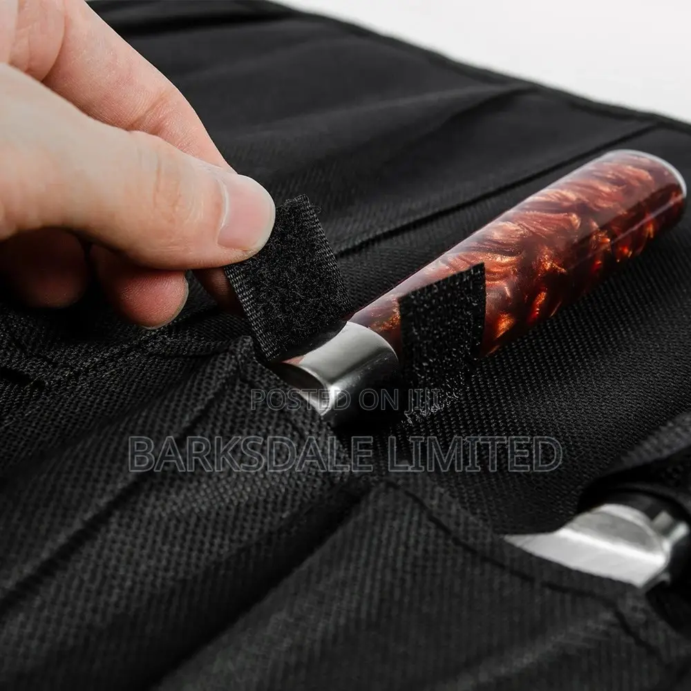 5 Pocket Chef Roll Bag Roll Carry Bag Storage Pouch Black