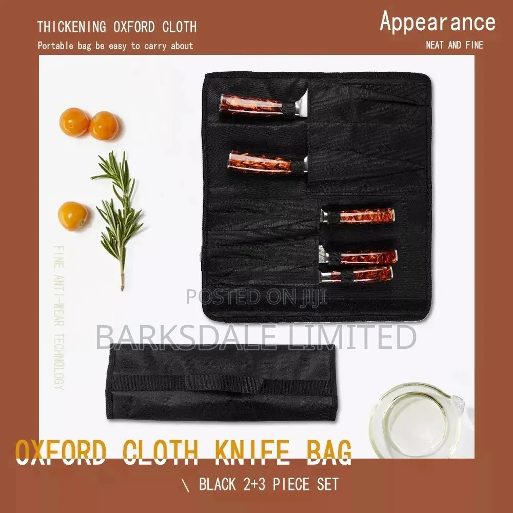 5 Pocket Chef Roll Bag Roll Carry Bag Storage Pouch Black