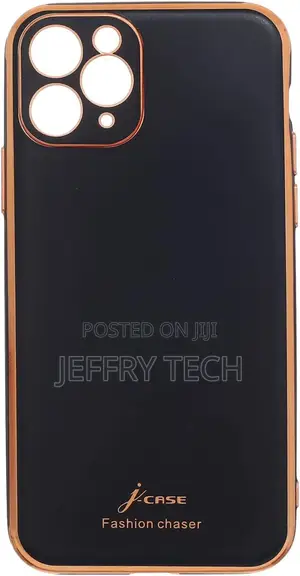 Silicone Back Cover With Copper Edge for iPhone 11 Pro - Bla