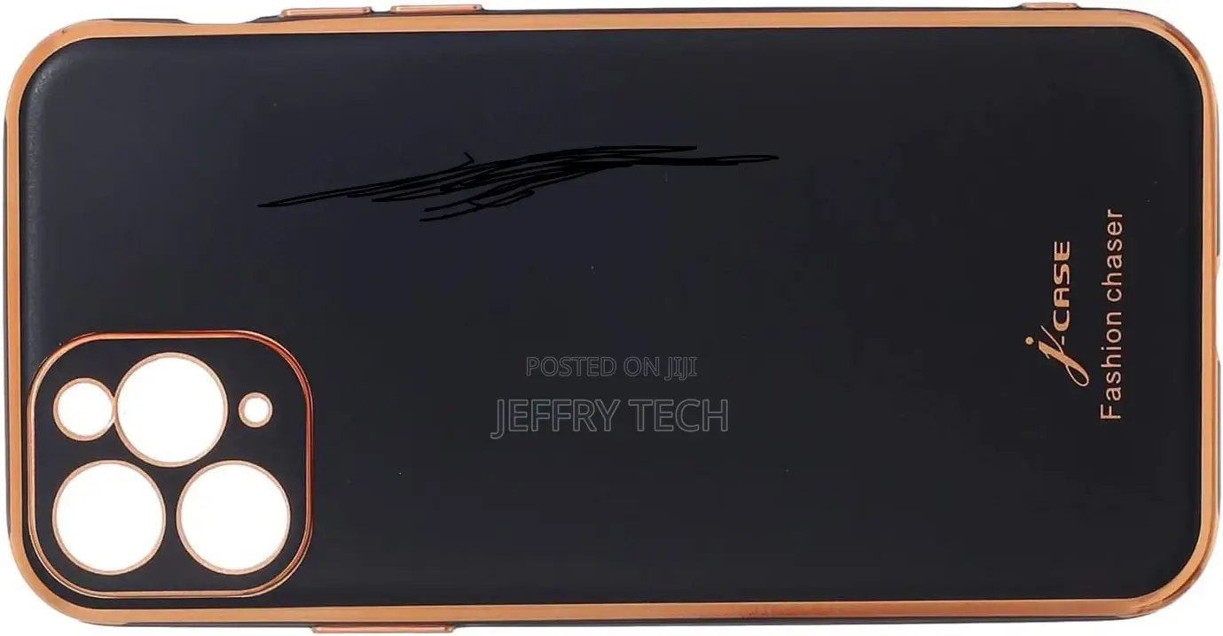 Silicone Back Cover With Copper Edge for iPhone 11 Pro - Bla