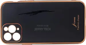 Silicone Back Cover With Copper Edge for iPhone 11 Pro - Bla