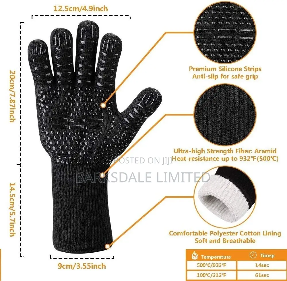 Oven Gloves Rubber Heat Resistant Gloves Mitts Grill BBQ