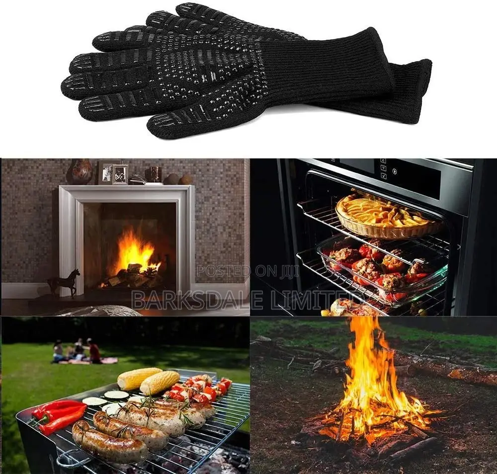 Oven Gloves Rubber Heat Resistant Gloves Mitts Grill BBQ