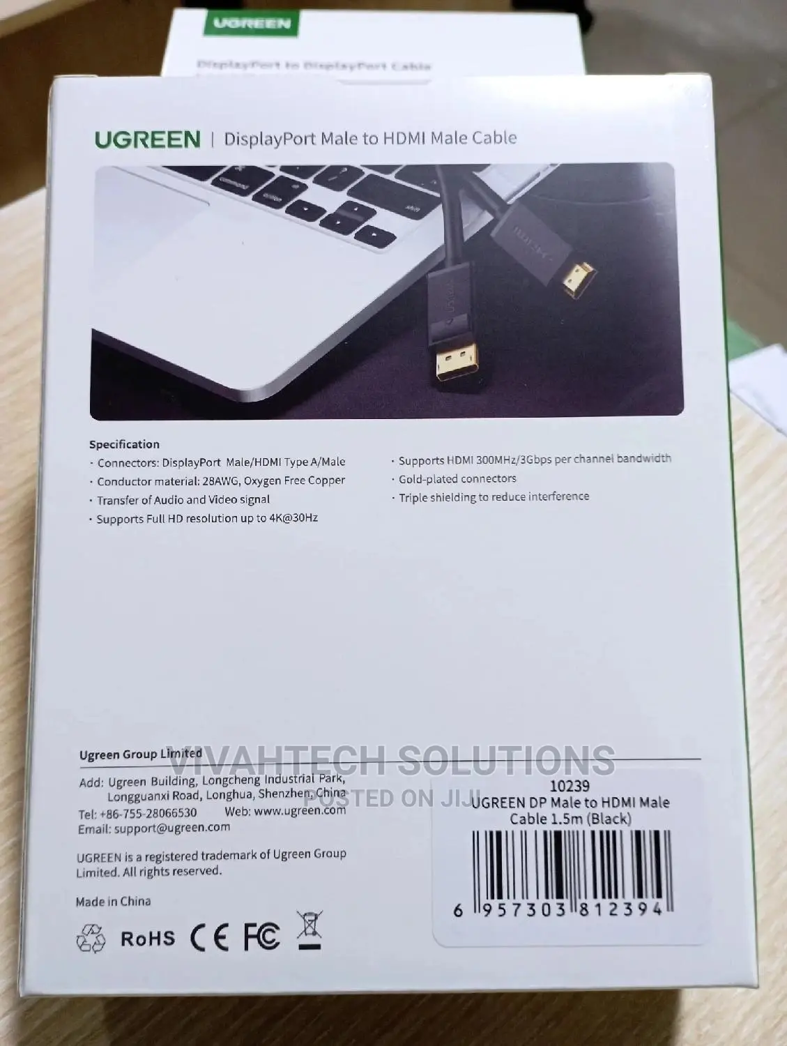 UGREEN DP Male to HDMI Male Cable 1.5m (Black) - DP101-1.5