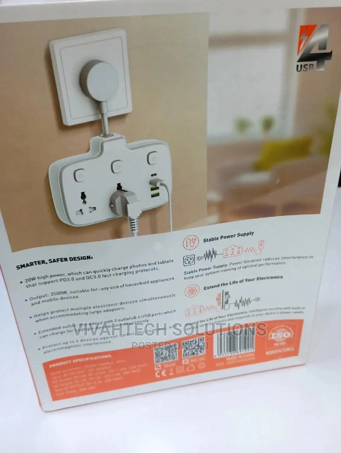 Lonio 20W 2 Universal Outlets Extension With USB PD
