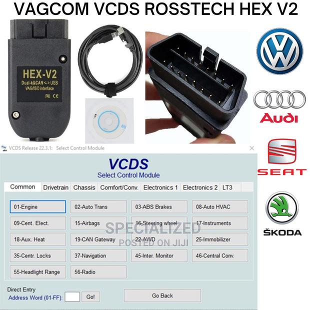 VW Audi Vagcom VCDS Rosstech Hex V2 Diagnosis OBD2 VCI