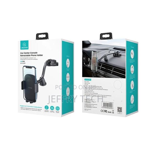 Usams Car Center Console Retractable Phone Holder(Adjustable - thumbnail 2