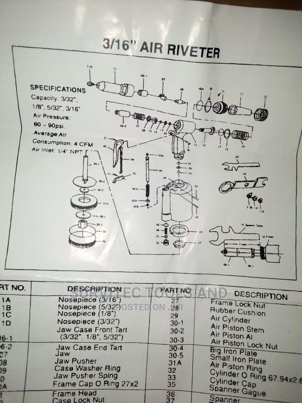 Rivet Gun,3/16" Air Riveter,Pneumatic Gun, Air Hydraulic Riveter. - thumbnail 3