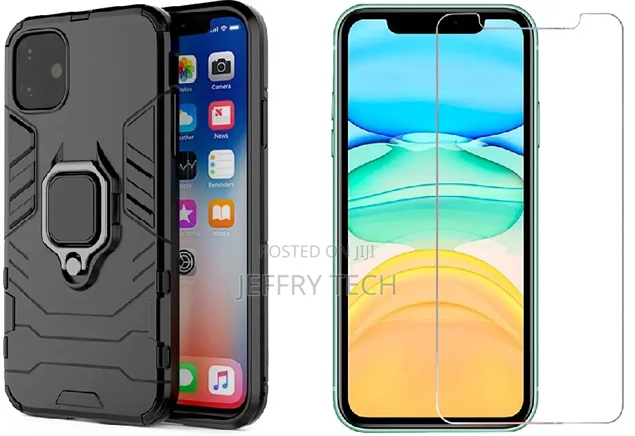 Case Cover Magnetic Ring + Tempered Glass iPhone 7 8 Se 2022