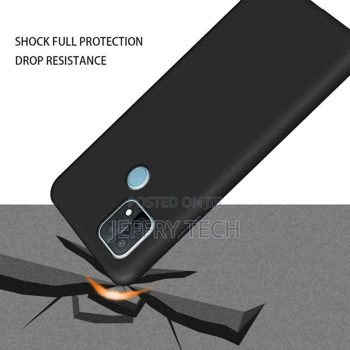 OPPO A15 Case, Black Shockproof Silicone Gel Phone Cover + 1