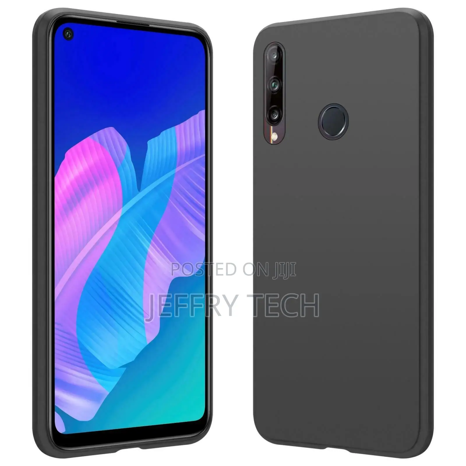 Huawei P40 Lite and Case Matt Black Gel Phone Cover + Tempe