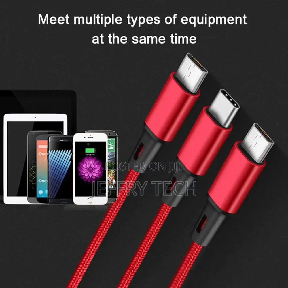 3 in 1 USB Cable Fast Charging Cable USB Type C Cable for Ip