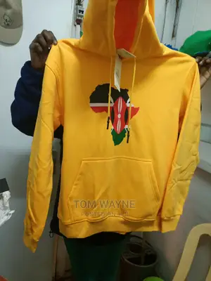 Yellow Hoodies With Kenyan Flag Printed on Them