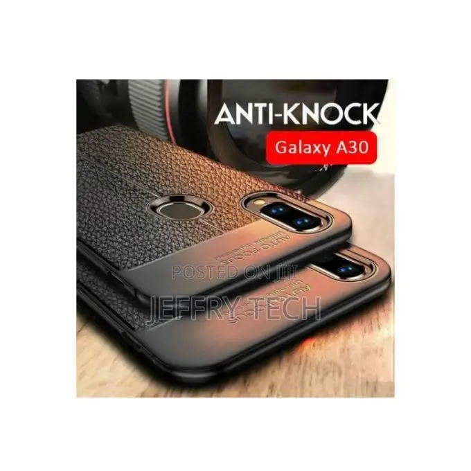 Case for Galaxy A30 Cover,Silicone Litchi Patterncase-Black
