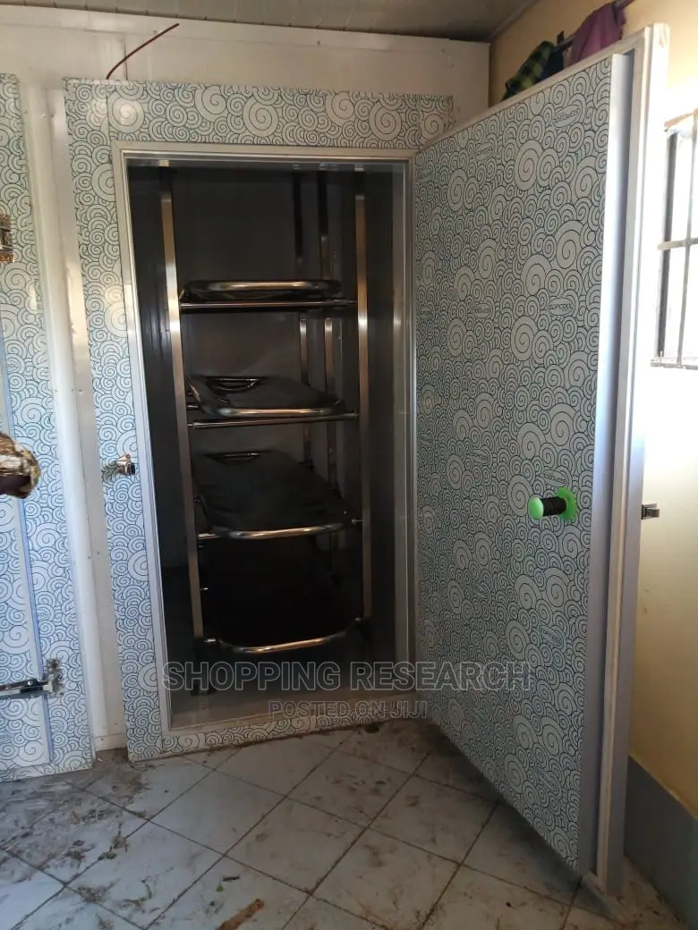 Mortuary Coldroom With Stainless Steel Rack Trolley Rollers