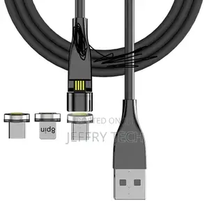 OLAF Rotating Magnetic Plug Micro USB Type C Charging-Black