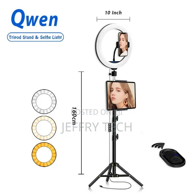 10 Inch Ring Light Selfie+1.6M Tripod Stand+Remote
