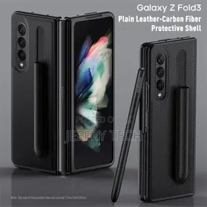 Leather Case for Galaxy Z Fold 3 With S Pen Holder -Black