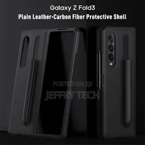 Leather Case for Galaxy Z Fold 3 With S Pen Holder -Black