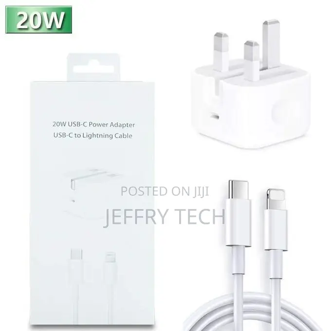 Fast Charger Head 20W and Type C Cord for iPhones-white