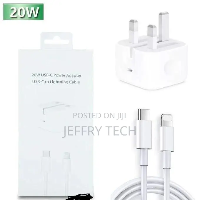 Fast Charger Head 20W and Type C Cord for iPhones-white