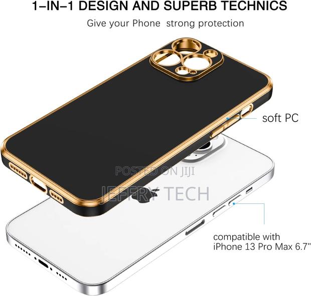 iPhone 13 Pro Max Case, Slim Luxury Electroplated Bumper Wo - thumbnail 2