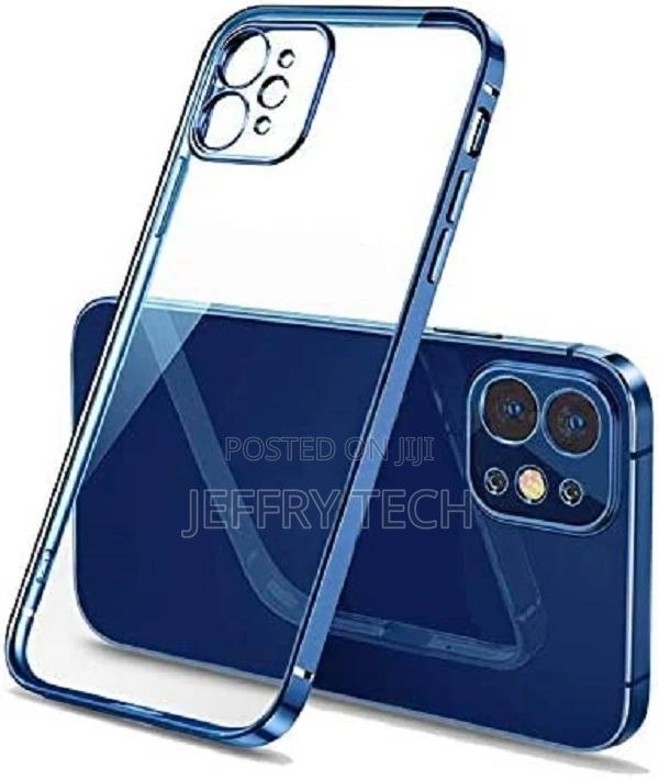 iPhone 12 - Clear Silicone Case With Blue Edge