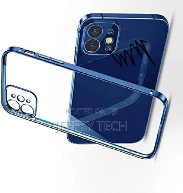 iPhone 12 - Clear Silicone Case With Blue Edge - thumbnail 2