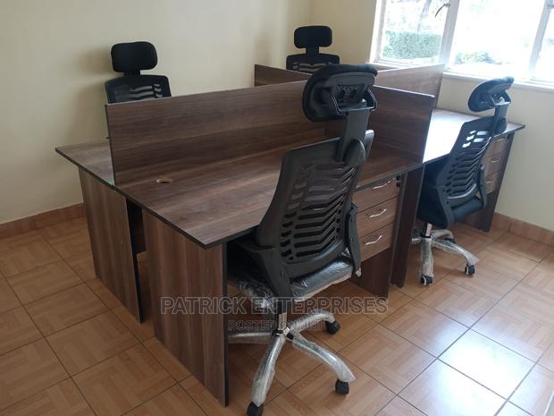 Morden 4 Way Workstation Plus High Back Swivel Chairs - main view