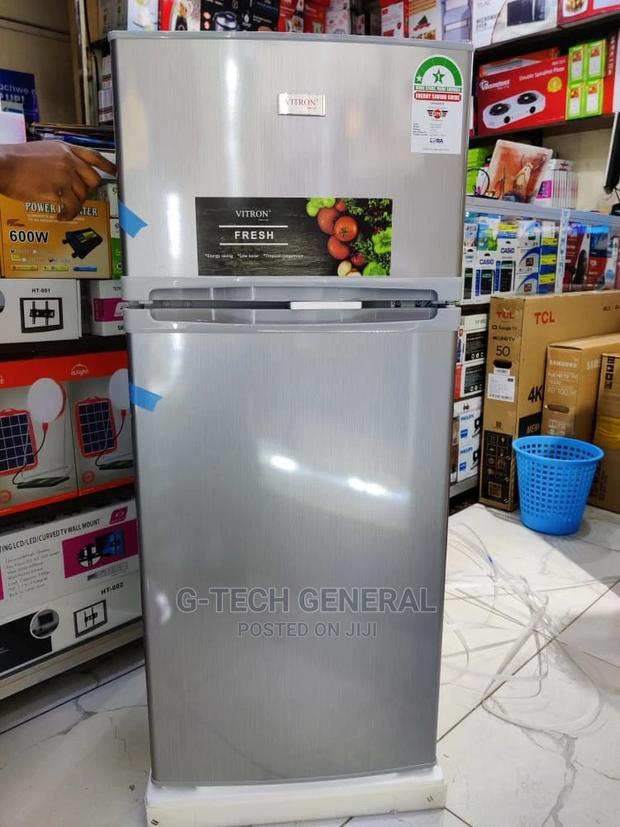 Vitron 128 Liters Double Door Fridge - Silver Hairline - main view