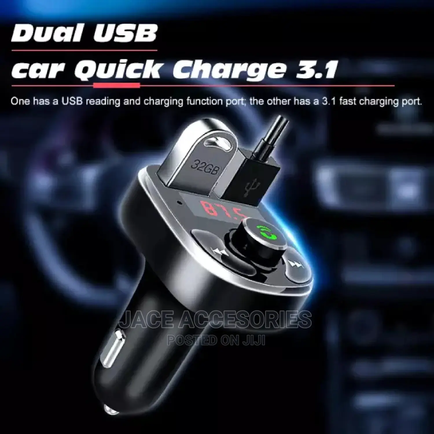 Car Fm Modulator Bluetooth, Quick Charge 3.0 Ports