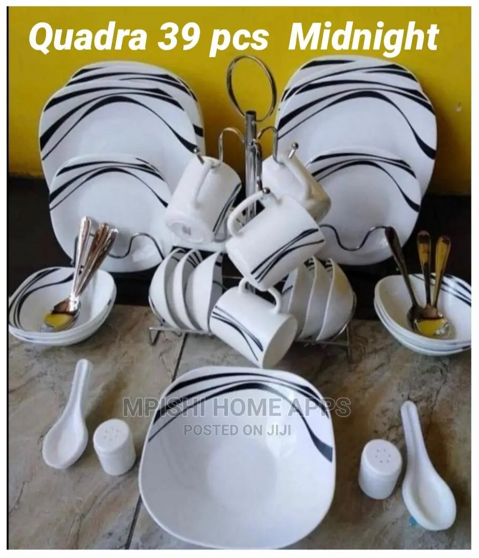 39pcs Quadra Square Dinner Set Midnight