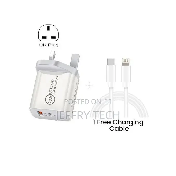 18W Type-C USB Dual Fast Charging Adapter Plus 1 Free Chargi
