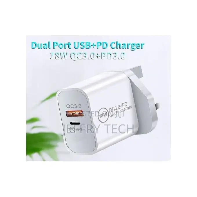 18W Type-C USB Dual Fast Charging Adapter Plus 1 Free Chargi