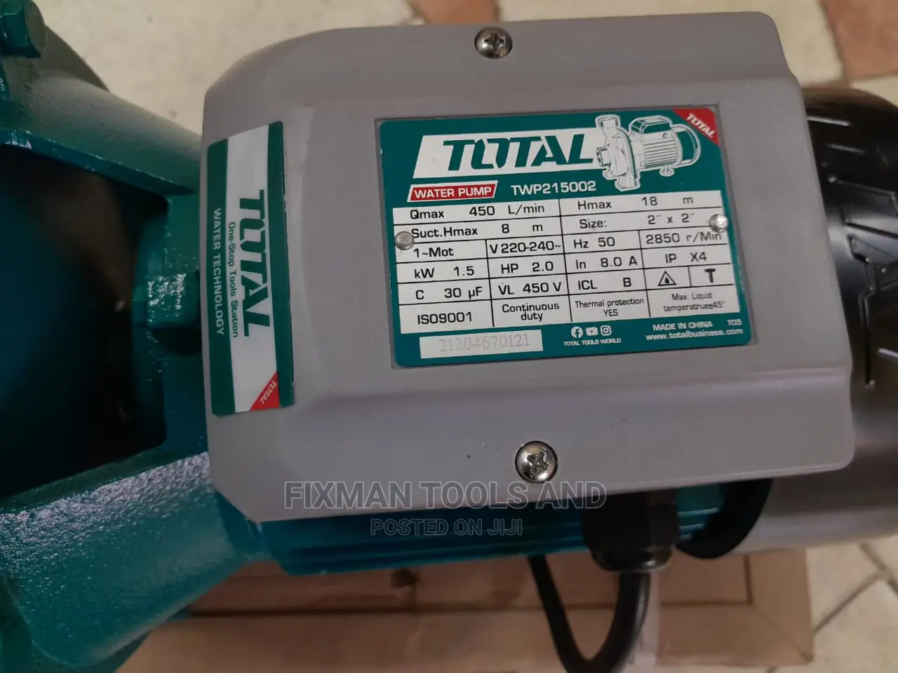 Booster Pump 2 HP 2"Pipe, 450 L/Min